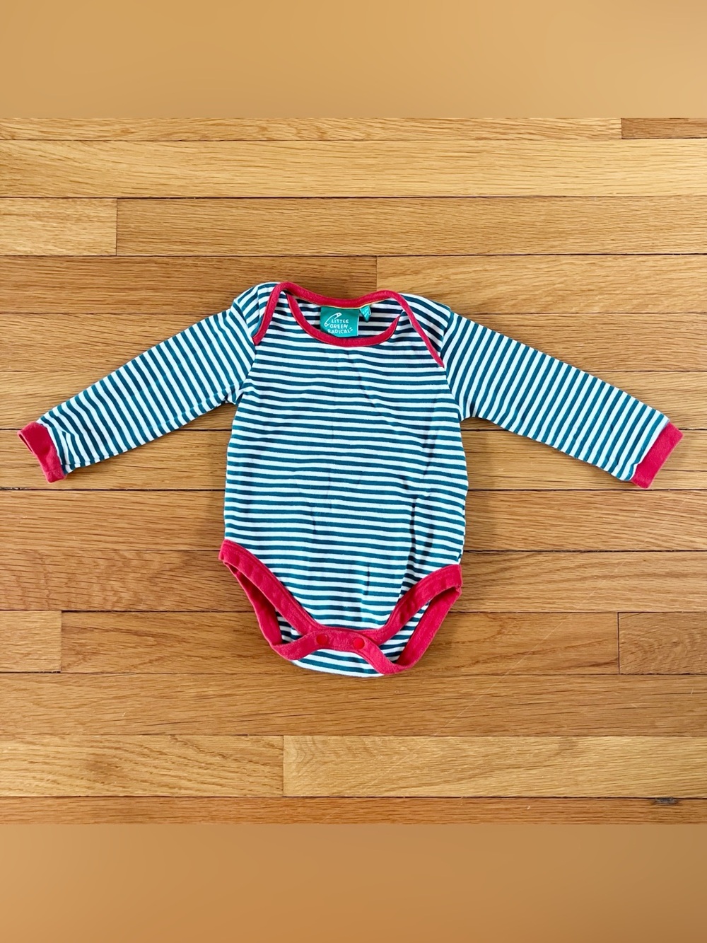 Little Green Radicals Green Red Organic Cotton Christmas Bodysuit 9-12 80